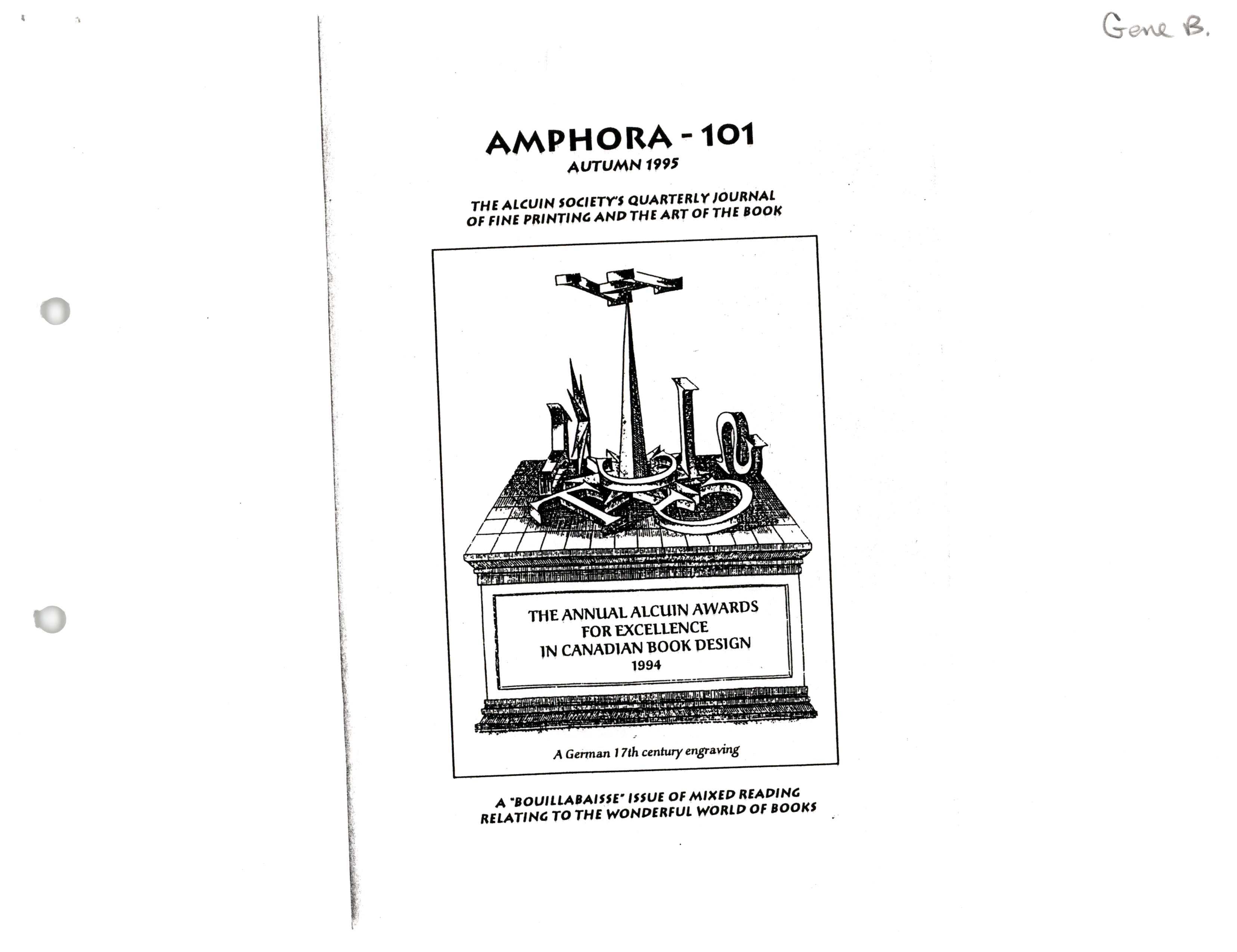 Cover page for 1994 Alcuin Award Winner Catalogue